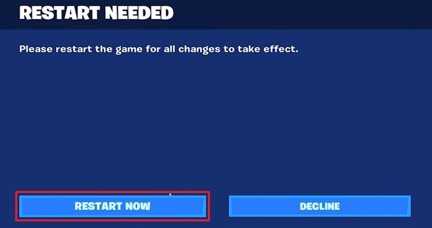 move with restart now button